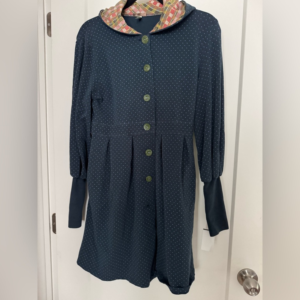 Matilda Jane You and Me Beatrice Willow Women’s Hooded Button Navy Jacket. Sz M